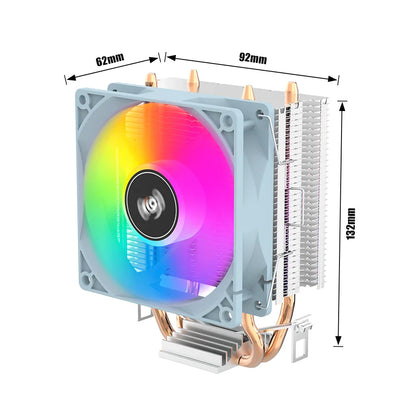 Aigo ICE200PRO CPU Air Cooler — 2 Heatpipe Radiator with 3-Pin PWM Quiet Fan for Intel LGA 115X/1200/1700 & AMD AM4/AM5