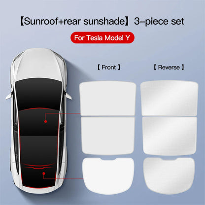 YZ Sun Visor Upgrade for Tesla Model 3 & Y Highland 2021-2024 – Ice Cloth Buckle Sunshade for Glass Roof & Skylight