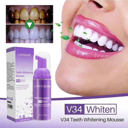 50ML V34 Purple Whitening Toothpaste – Brighten Teeth, Remove Stains & Foam Cleaning for Oral Care