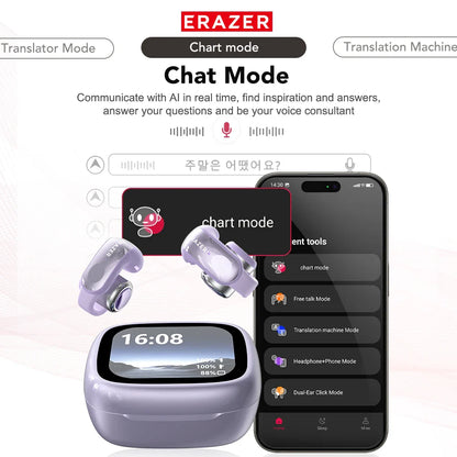 ERAZER XF28 Bluetooth V6.0 Translator Earbuds — True Wireless Open-Ear Earphones for Travel, Office & ASMR with Translation App
