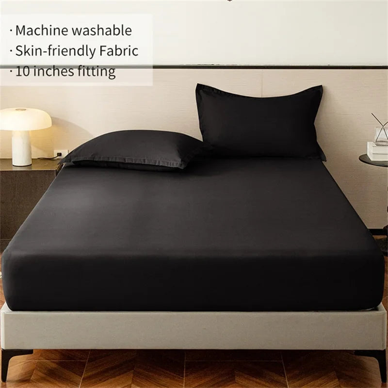 Soft Elastic Fitted Bedsheet with Deep Pocket Band – Twin/Full/Queen/King Size Bed Linen Cover (No Pillowcase)