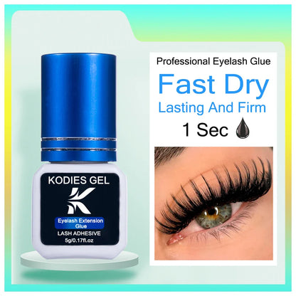 KODIES GEL Extra Strong Eyelash Glue — 5g 0.5s Fast-Dry Waterproof Adhesive for False Eyelash Extensions