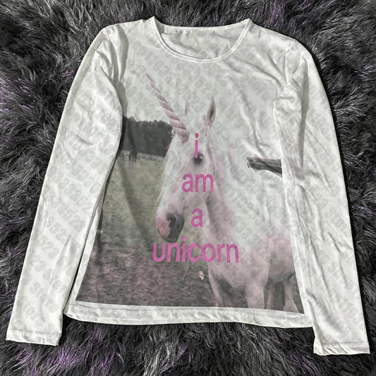 Y2K Letter Print Long Sleeve T-Shirt - Retro Punk Graphic Top for 2000s Streetwear Style