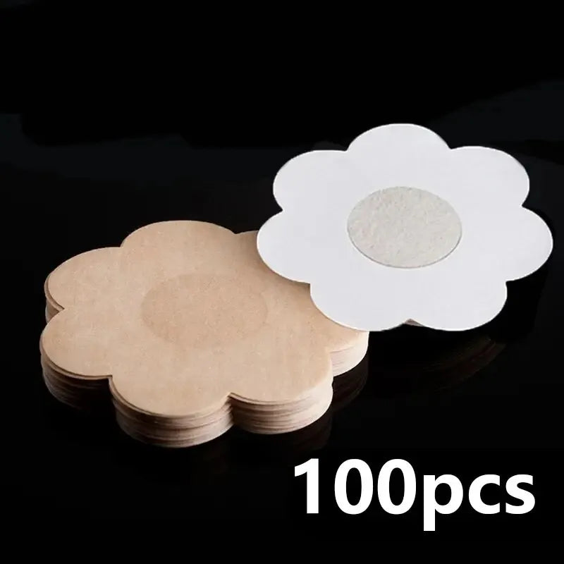 100PC Disposable Cloth Nipple Covers – Invisible Bra Pasties, Breast Petals & Chest Stickers for Women