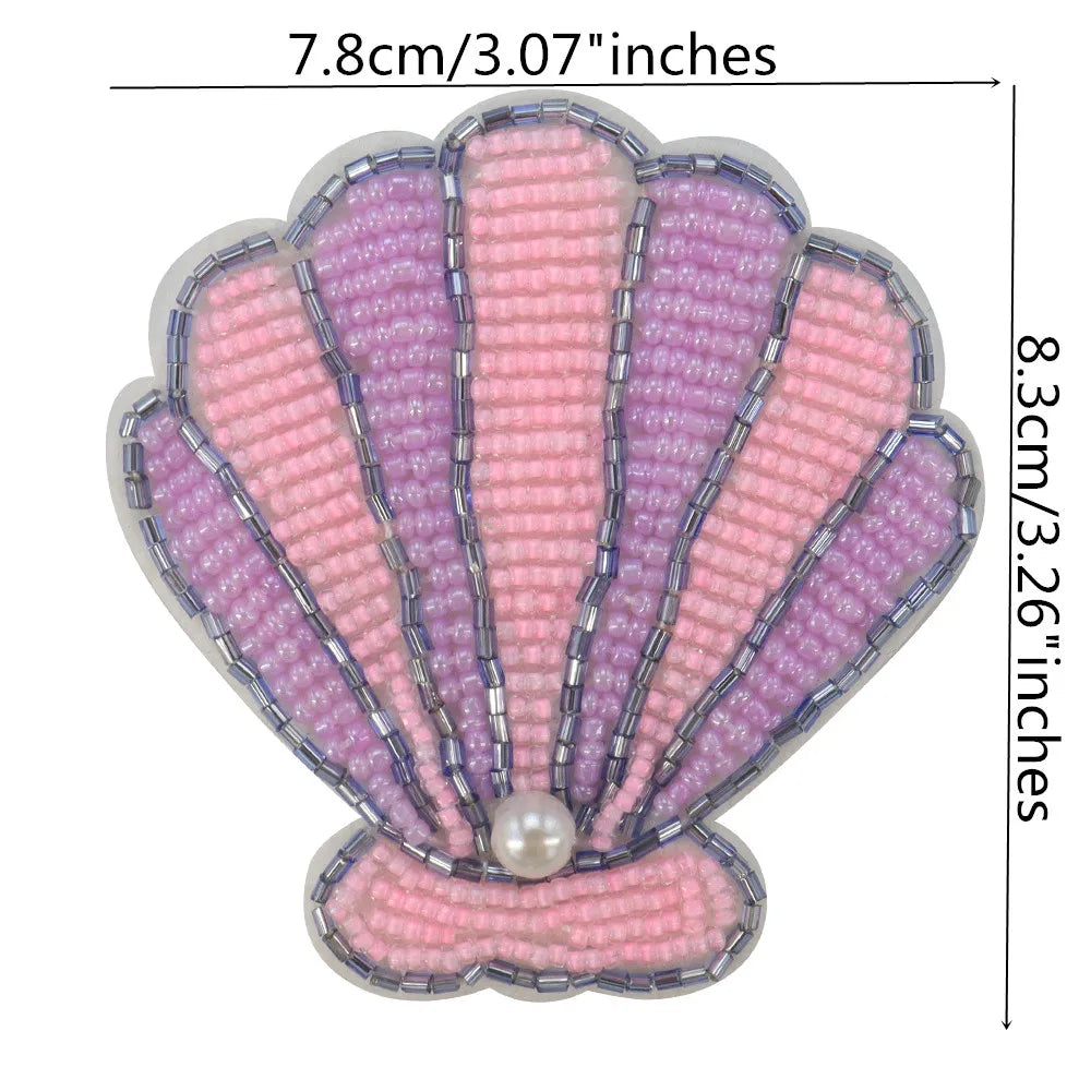 3D Handmade Ocean Animal Patches - Beaded Seahorse Crab Starfish DIY Sewing Accessories & Craft Ornaments