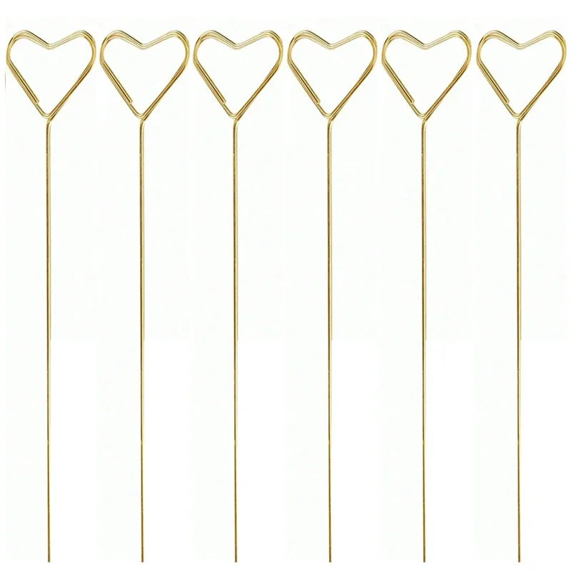 100/20x Metal Flower Card Holders – Golden Heart-Shaped Pickup Stick Clips for DIY Wedding Floral Arrangements