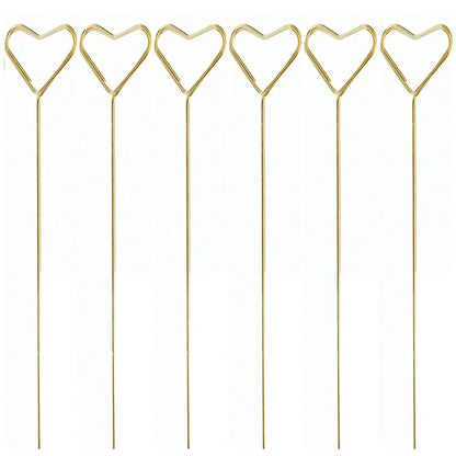 100/20x Metal Flower Card Holders – Golden Heart-Shaped Pickup Stick Clips for DIY Wedding Floral Arrangements