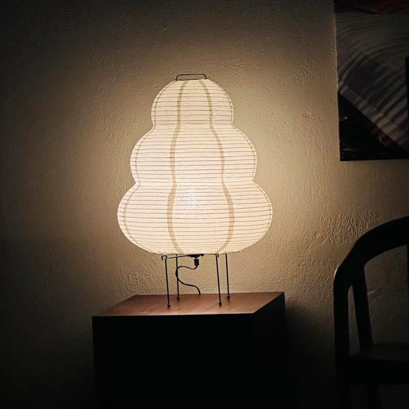 Japanese Style LED Rice Paper Desk Lamp – Tricolor Dimming Home Art Decoration for Living Room, Hotel, Bedroom & Bedside Night Light
