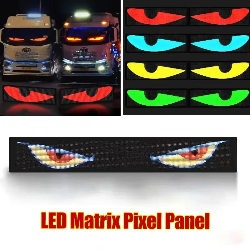 Demon Eyes Car LED Logo — APP-Controlled Pixel Matrix Night Light, Programmable Flexible LED Display for Cars & Trucks