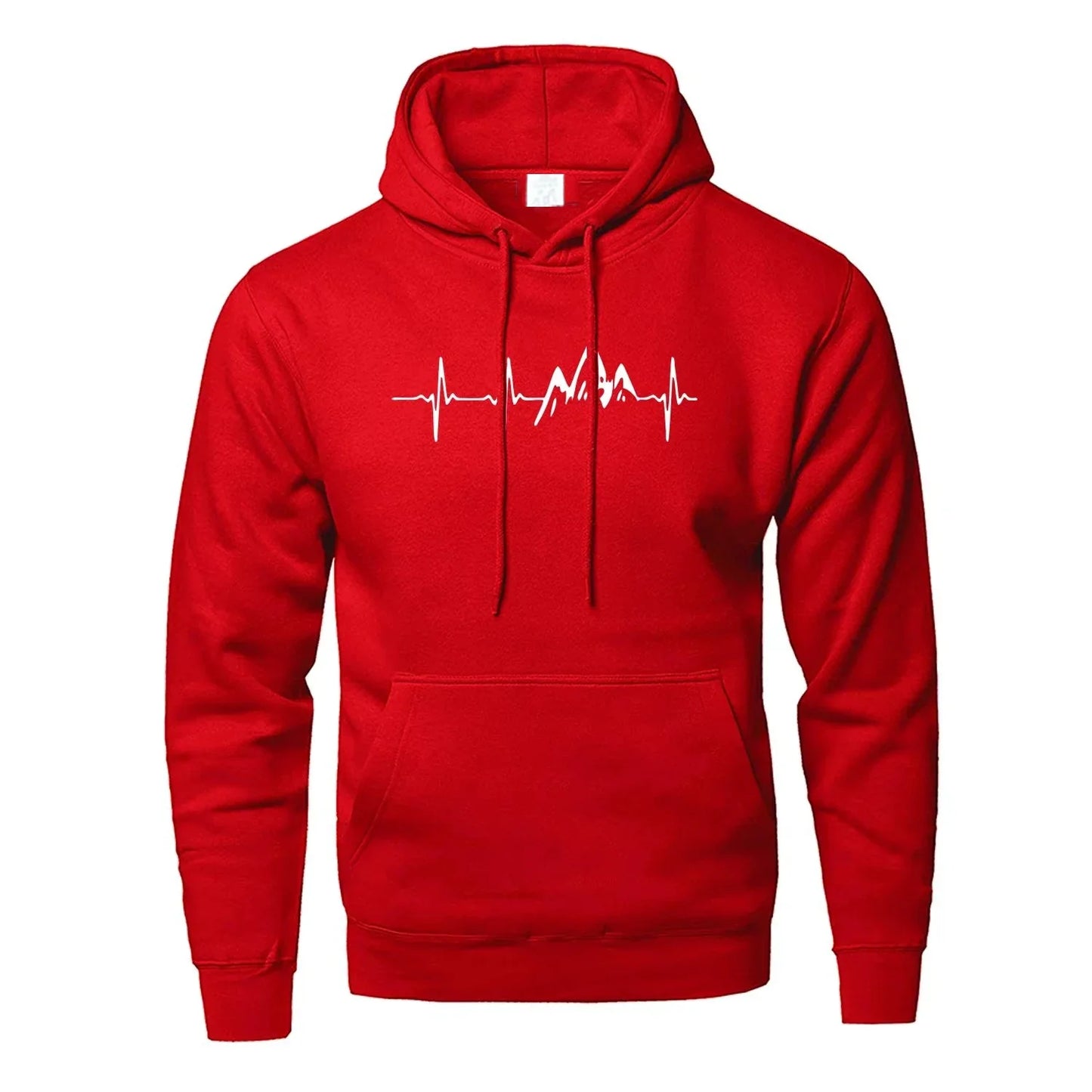 Mountain Heartbeat Hoodie – Teen Sweatshirt, Autumn Long Sleeve Hooded Sportswear in Black & Gray