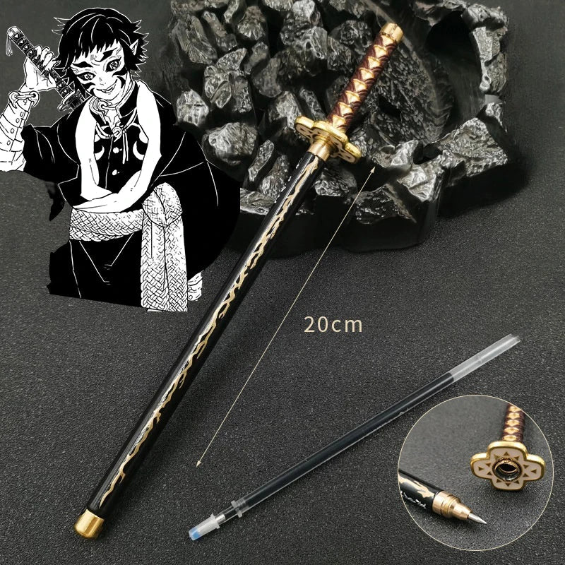 Demon Slayer Gel Pen - 0.5mm Black Ink Anime Sword Design Pen for Students, Cosplay Fans and Gifts
