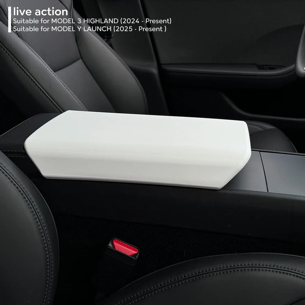TPE Soft Center Console Armrest Cover – Compatible with Tesla Model Y Launch 2025 & Model 3 Highland 2024 Accessories