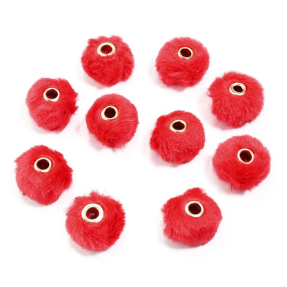 10pcs Plush Fur Ball Beads – Multicolor Pompom Spacer Beads for DIY Jewelry, Earrings & Bracelets