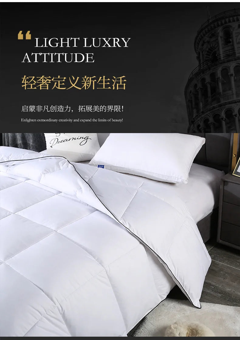 Noble 100% Goose Down Duvet – Thick Comforter Quilt, Single & Double Size, Monochromatic Winter Blanket