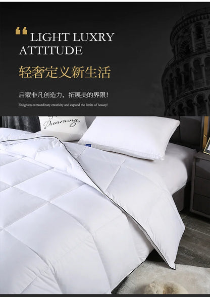 Noble 100% Goose Down Duvet – Thick Comforter Quilt, Single & Double Size, Monochromatic Winter Blanket