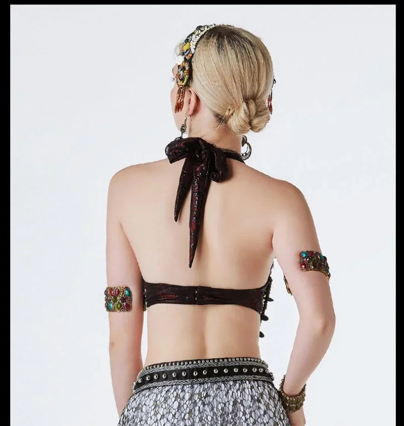 Women’s Hand-Beaded Adjustable Tribal Bra – Belly Dance & Gypsy Performance Costume