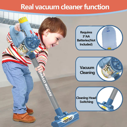 Kids Electric Vacuum Cleaner Toy Set – Simulation Role Play Housekeeping Educational Gift for Toddlers Boys & Girls