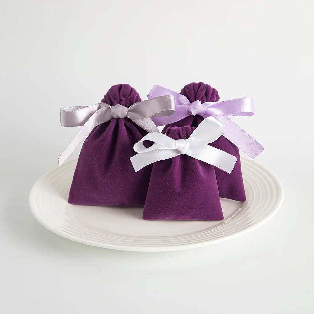 10PCS Purple Velvet Drawstring Bags — Jewelry Gift & Candy Storage Pouches