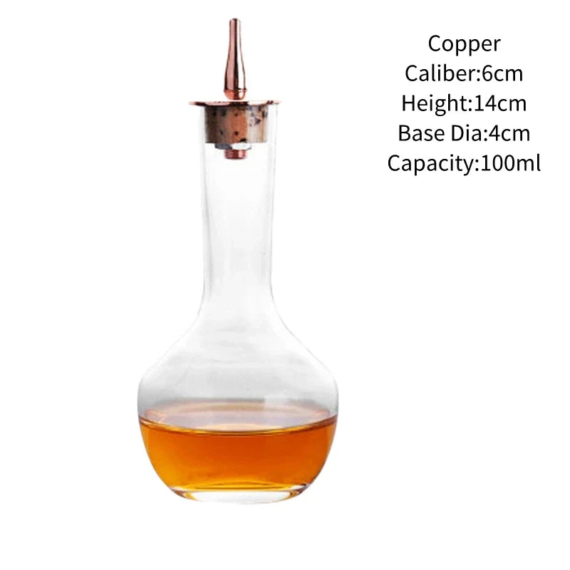 Vintage Glass Cocktail Bitters Bottles — Stainless Steel Cap Seasoning & Bar Accessories for Kitchen & Bartender Use