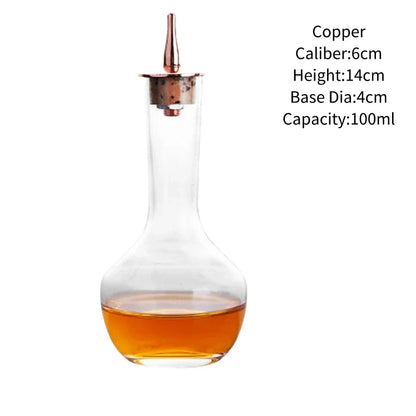 Vintage Glass Cocktail Bitters Bottles — Stainless Steel Cap Seasoning & Bar Accessories for Kitchen & Bartender Use