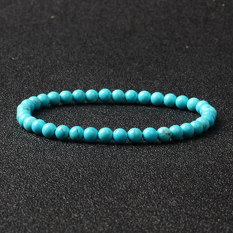 4mm Natural Stone Bead Stretch Bracelet for Men & Women – Agate Lava Handmade Reiki Crystal Jewelry