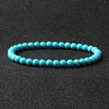4mm Natural Stone Bead Stretch Bracelet for Men & Women – Agate Lava Handmade Reiki Crystal Jewelry