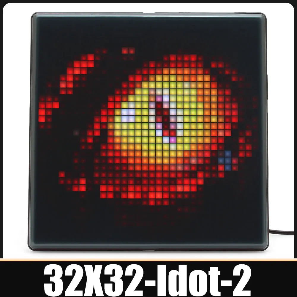 RGB LED Pixel Display Panel Lamp – 16x16 / 32x32 / 64x64 Programmable App Control Creative Art Screen Night Light for Anime & Gaming Room Decor