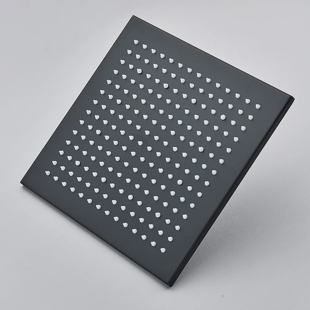 Black Ceiling Mounted LED Rainfall Shower Head – Intelligent Remote Control Concealed Waterfall Tap