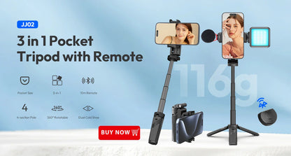 Ulanzi MT-08 Mini Tripod – White Foldable Monopod Mount with 1/4'' Universal Tripod for DSLR, Android & iPhone Smartphones