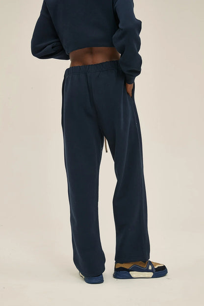 Straight-Lined Solid Color Cashmere Sweatpants – Soft Cozy Lounge Pants