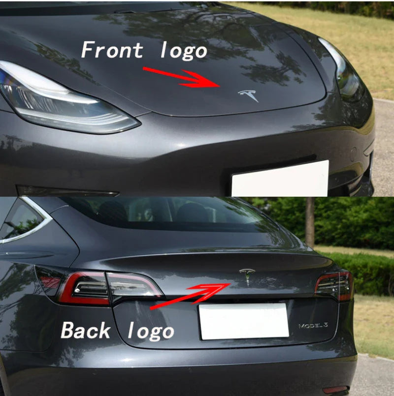 Tesla Model 3 & Y Logo Sticker – Front Hood & Rear Trunk Badge Car Accessory