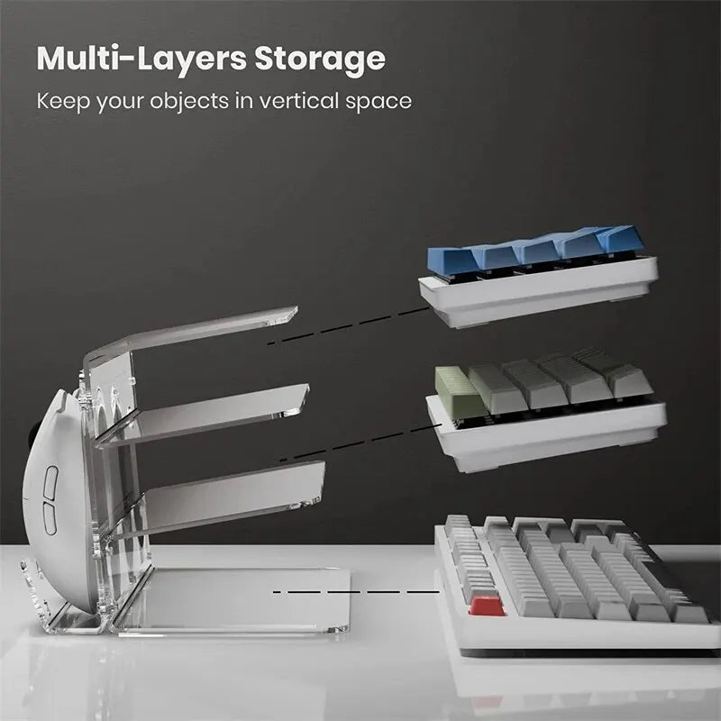 3-Tier Acrylic Keyboard Display Stand, Lightweight Frame Shelf for Keyboard Storage, Ideal for Study Rooms & Exhibition Halls