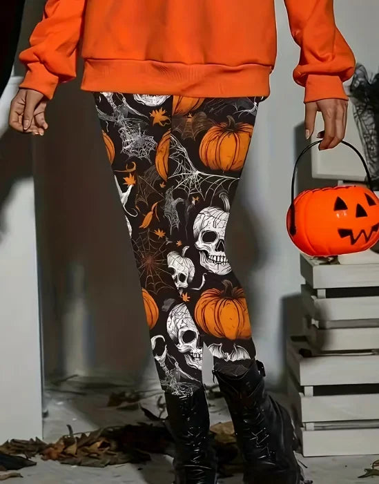 Women's Halloween Skeleton 3D Print Leggings - Stretchy Workout Yoga Pants, Slim Fit Fashion Tights