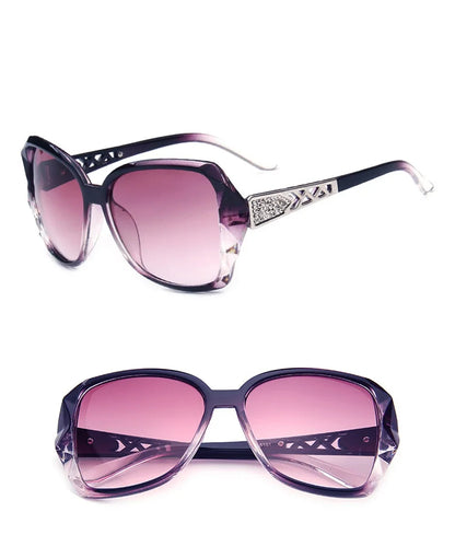 Fashionable Big Purple Sunglasses for Women - Luxury Brand Square Mirror Shades for Ladies