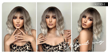 CharmSource Pink BOBO Short Synthetic Wig – Natural Wavy Heat Resistant Hair Wig for Women, Party & Daily Wear