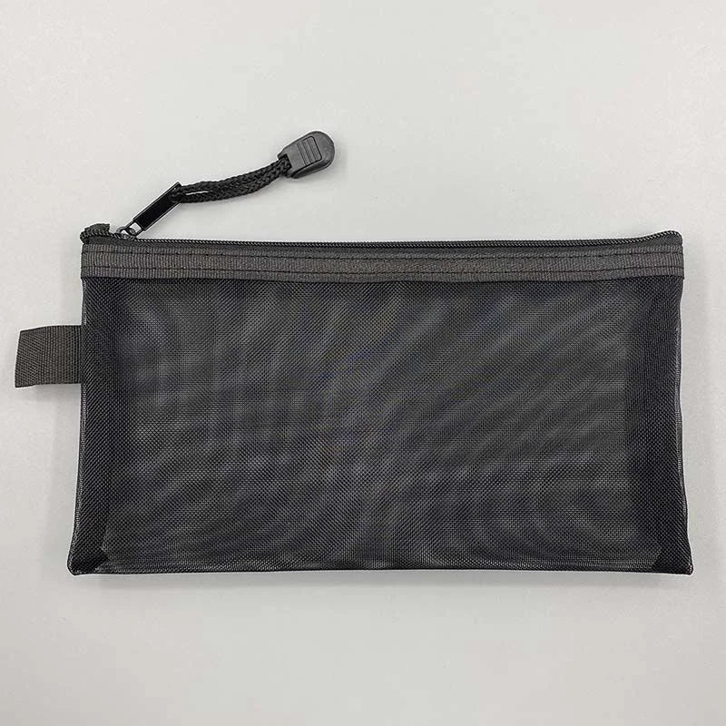 Large Transparent Mesh Pencil Case — Nylon Zip Storage Bag for School & Office Supplies