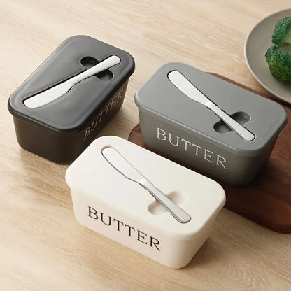 Airtight Butter Dish with Built-In Knife & Slicer – Butter and Cheese Storage Container