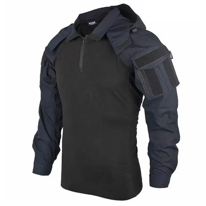 Men’s Tactical Camo Hooded Combat Shirt – Durable Cotton Airsoft & Paintball Hunting Outdoor Wear-Resistant Military Style T-Shirt