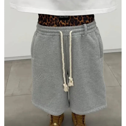 Y2K Double-Waist Embroidered Shorts - Loose American Streetwear Five-Quarter Pants