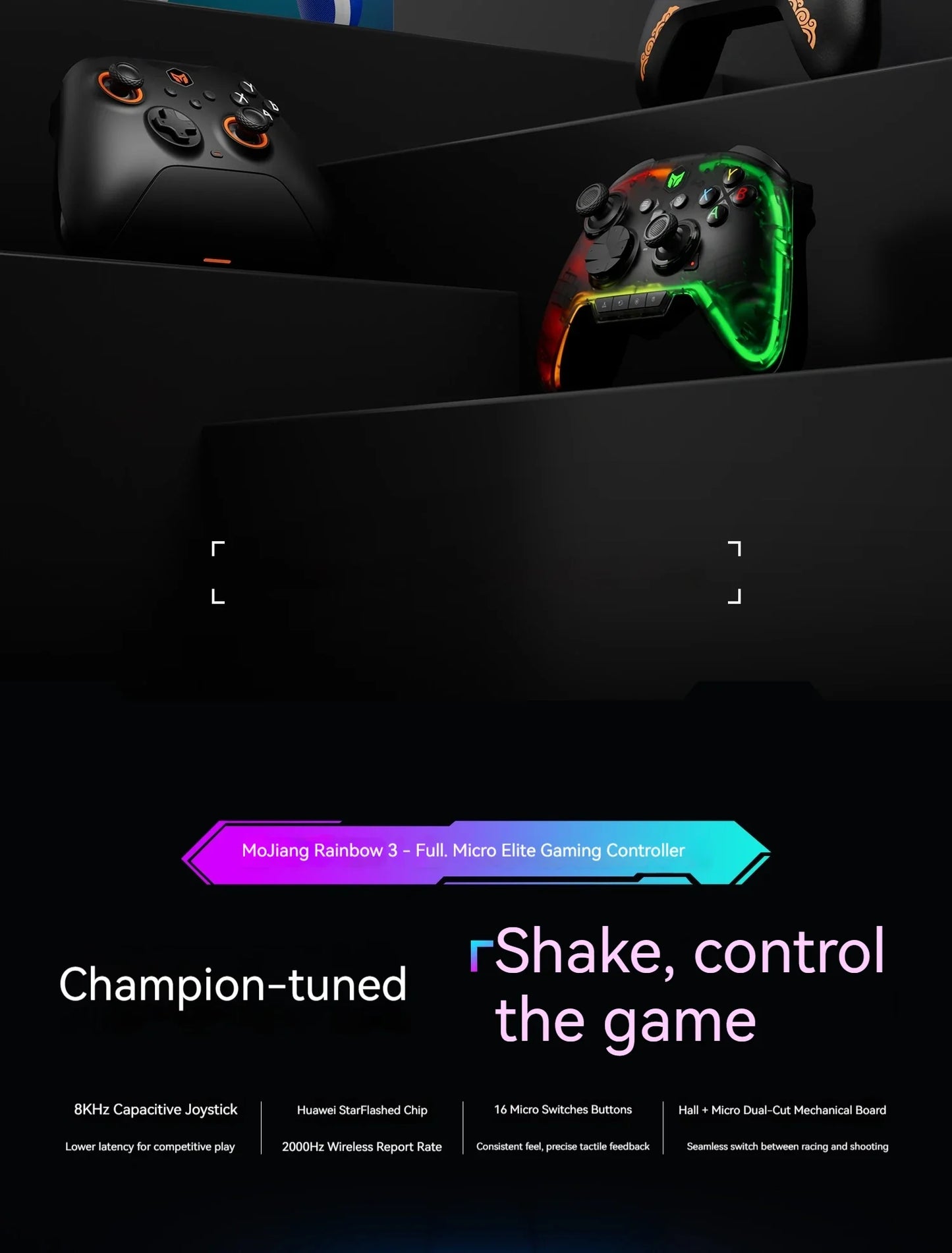 Bigbigwon Rainbow3 Wireless Game Controller Charging Base – RGB Magnetic Dock for PC Gaming