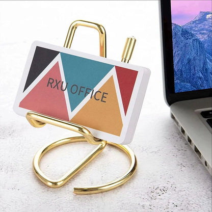 Desktop Metal Phone & Business Card Holder – Office Stand Organizer for Name Cards