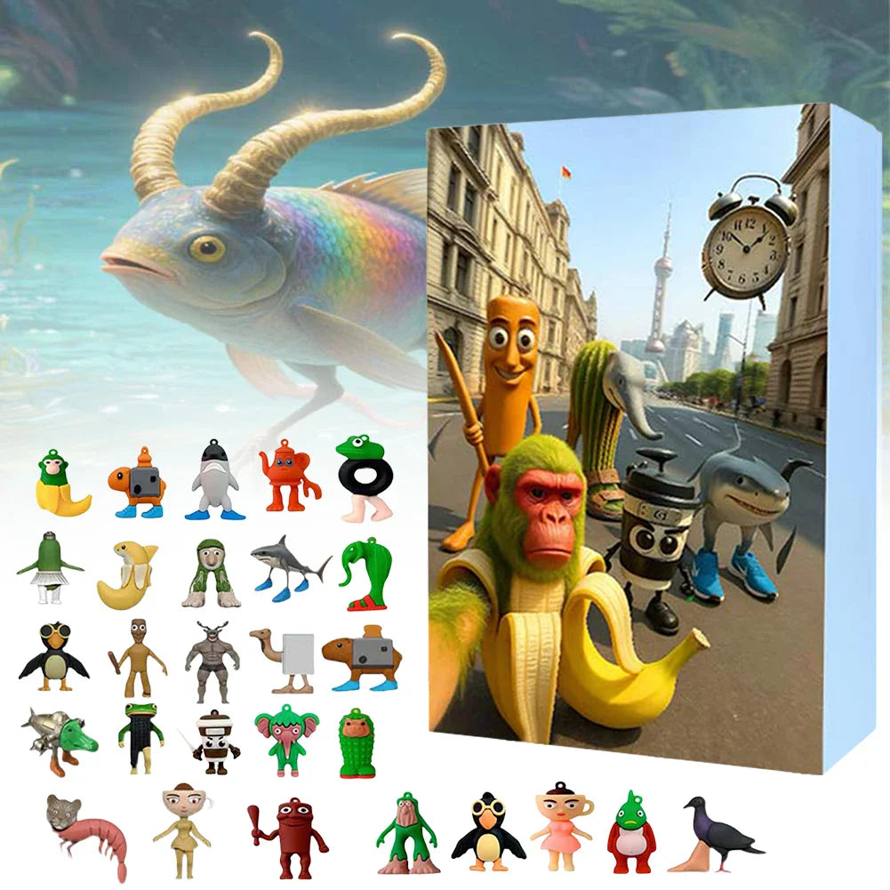 24-Day Advent Calendar – Cartoon Character Collectible Silicone Mini Figures & Surprise Ornaments Gift