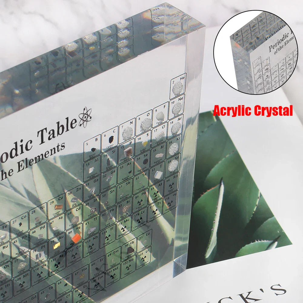 Acrylic Periodic Table for Kids: Real Element Samples Display & Letter Decoration