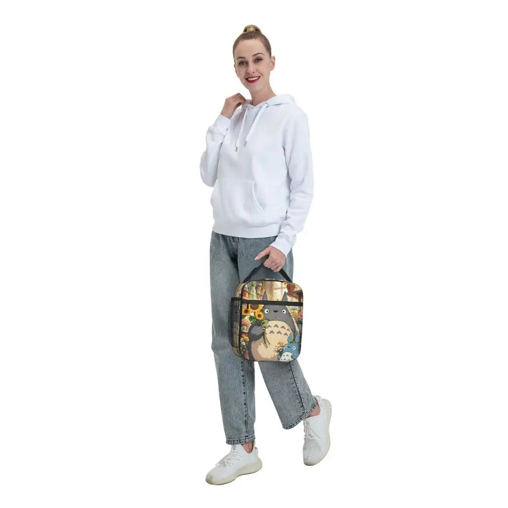 Totoro Miyazaki Anime Insulated Lunch Tote Bag – Portable Thermal Cooler for School & Office