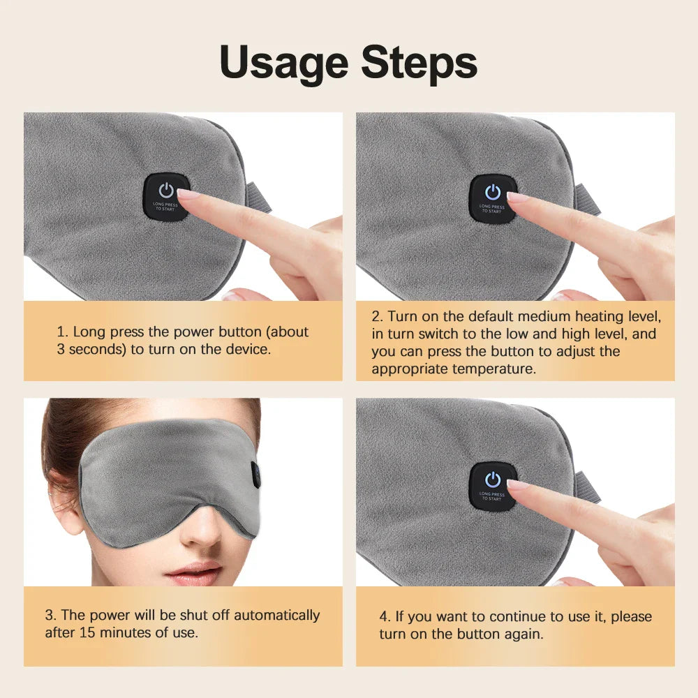 USB Heated Eye Mask with Vibration Massage – Relieve Eye Fatigue, Dry Eyes, and Promote Sleep for Home, Office & Travel