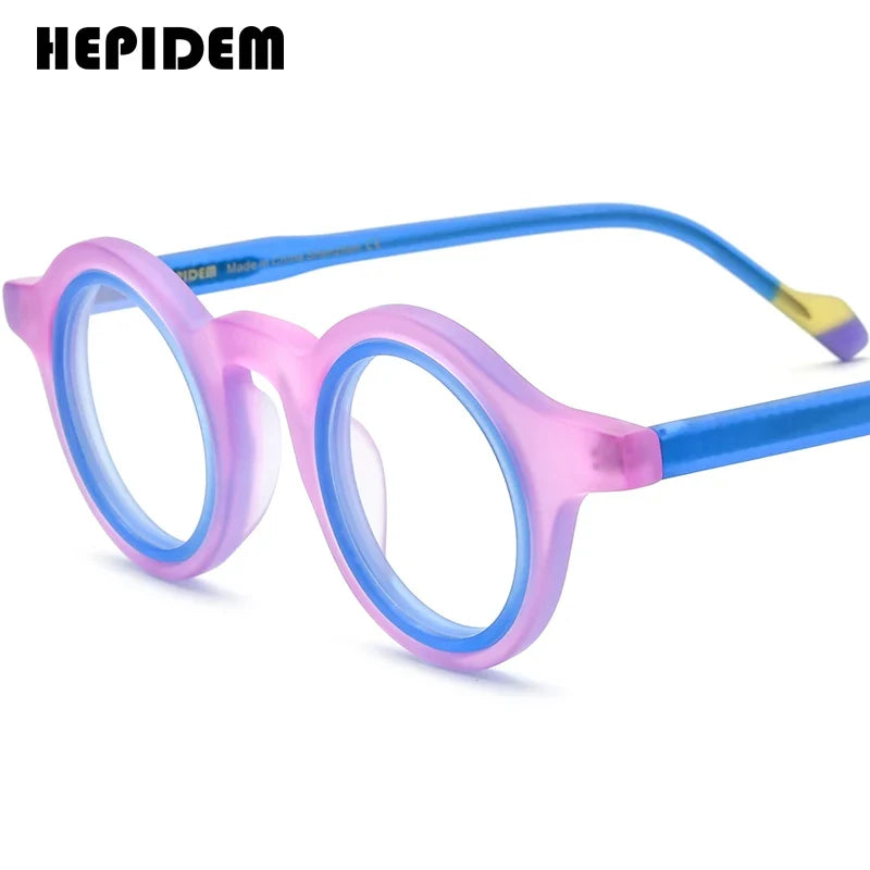 FONEX HEPIDEM Acetate Eyeglass Frames - Retro Round Vintage Eyewear for Men & Women