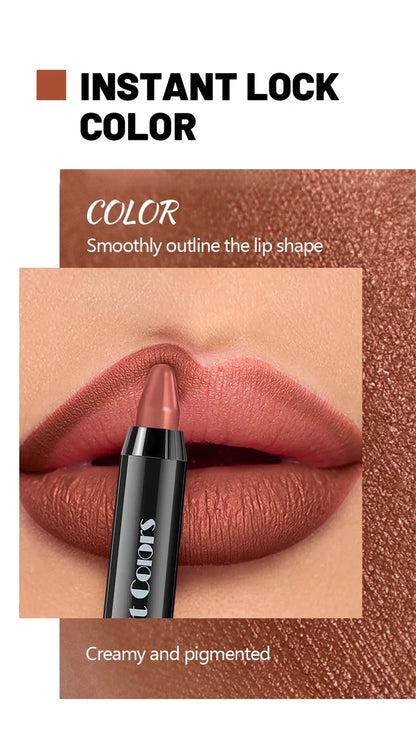 8-Color Velvet Matte Lipstick Pencil – Waterproof, Long-Lasting Sexy Red Lip Tint Non-Stick Makeup Pen