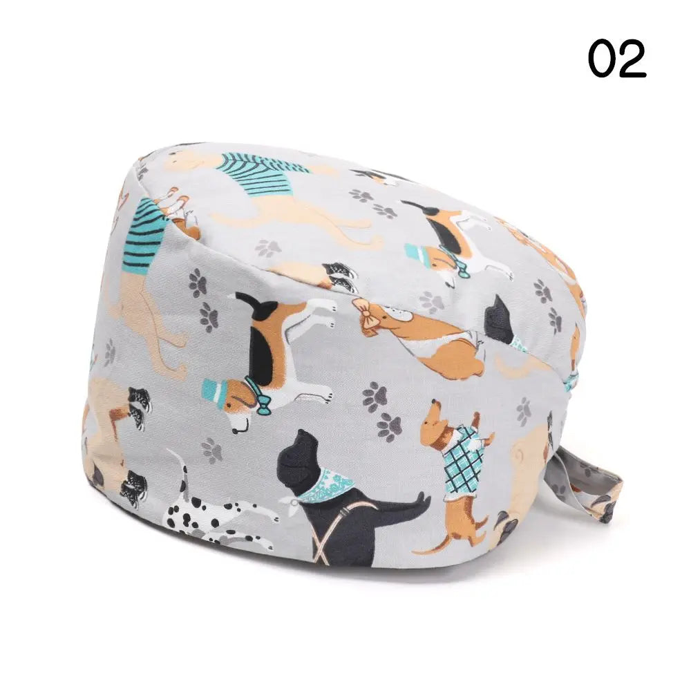 Adjustable Surgical Scrub Cap with Buttons – Ponytail Bouffant Nursing Turban Hat for Women & Men