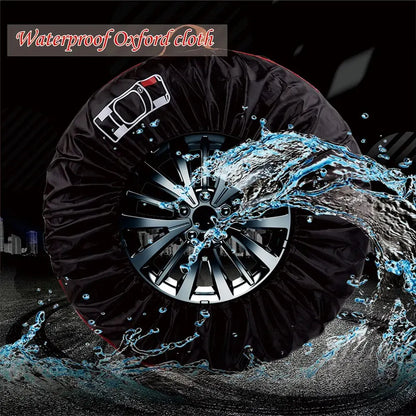 Universal 4Pcs Spare Tire Cover Case - Polyester Car Tyre Storage Bags - Automobile Tyre Accessories for Auto Vehicle Wheel Protection