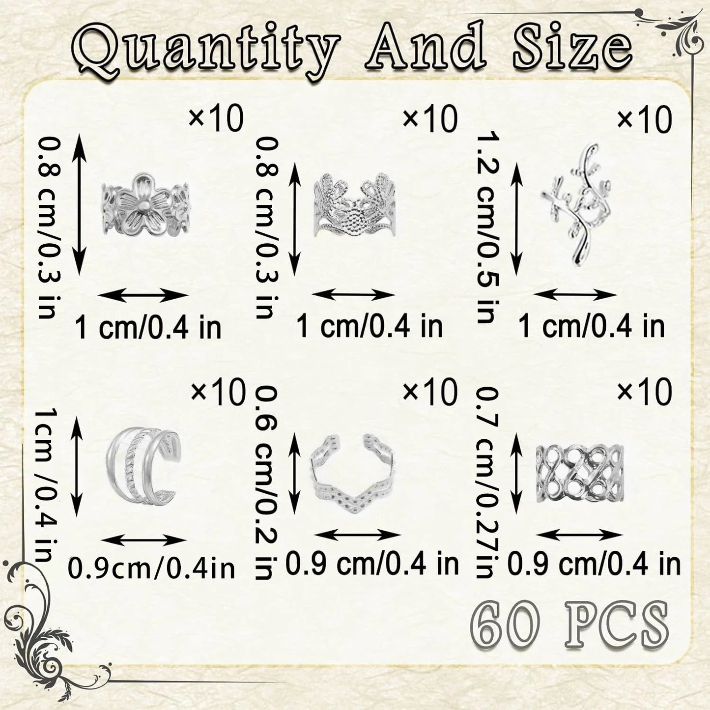 60PCS Gold Hair Jewelry for Braids — Metal Loc Clips, Dreadlock Accessories & Hair Decorations for Women
